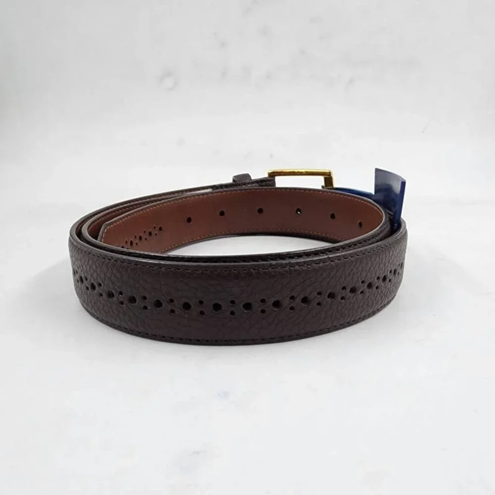 Club Room Faux Leather Brogue Casual Belt Men's M 34-36 Brown Adjutsable